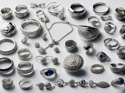 Joias e pratarias de prata para avaliação e venda